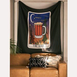 The BEER Tarot Card Wall Decor Tapestry Witty Fun Dorm Wall Decor NEW